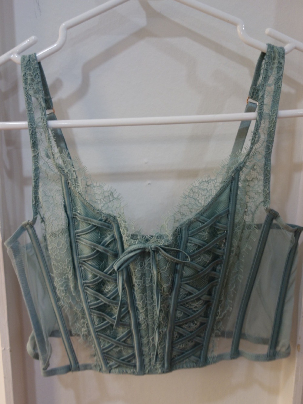 Victoria's Secret Lace-Up Corset Bralette in Sage